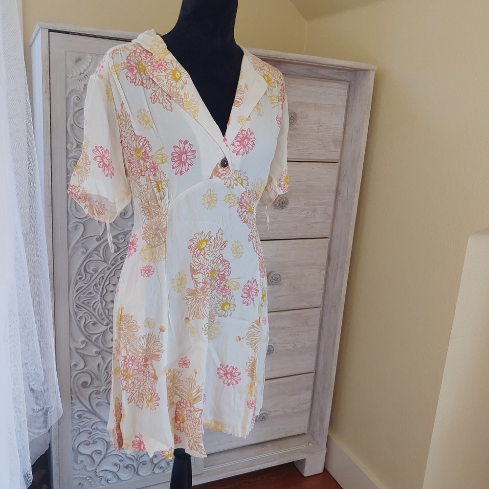 Free People Multicolored Floral Button Dress